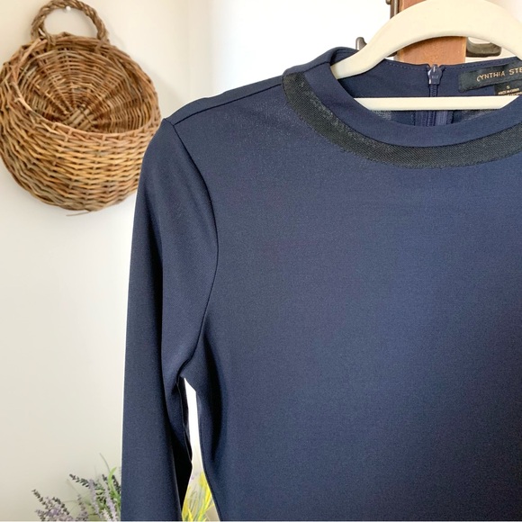 Cynthia Steffe Navy & White Mesh detail Mini Dress - Picture 10 of 15